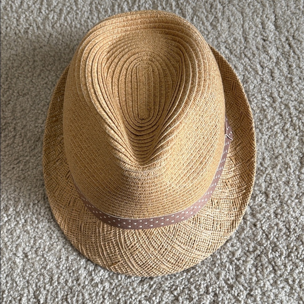 Straw Studios Tan Fedora with Brown Polka Dot Band - Picture 4 of 5